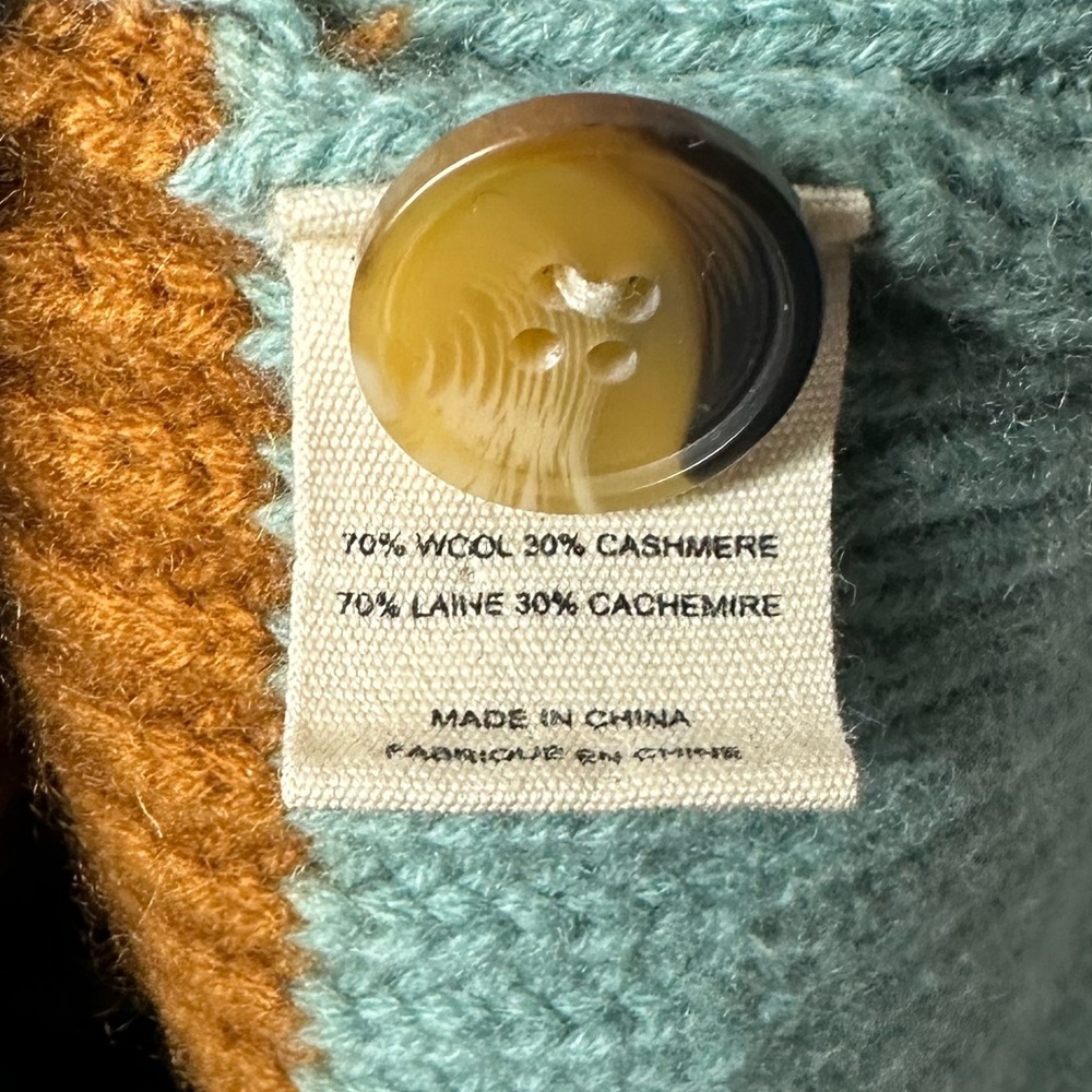 Ulla Johnson Teal Striped Tillie Ballon Sleeve Cardigan Sweater Size Small - Picture 8 of 10